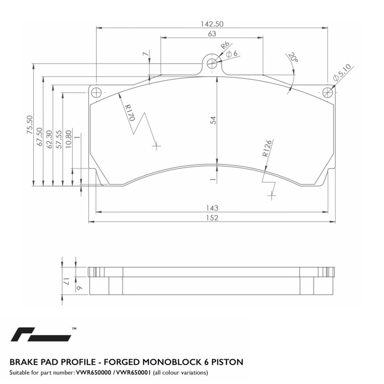 Racingline Performance  Replacement Brake Pads for Racingline 6-Piston Calipers